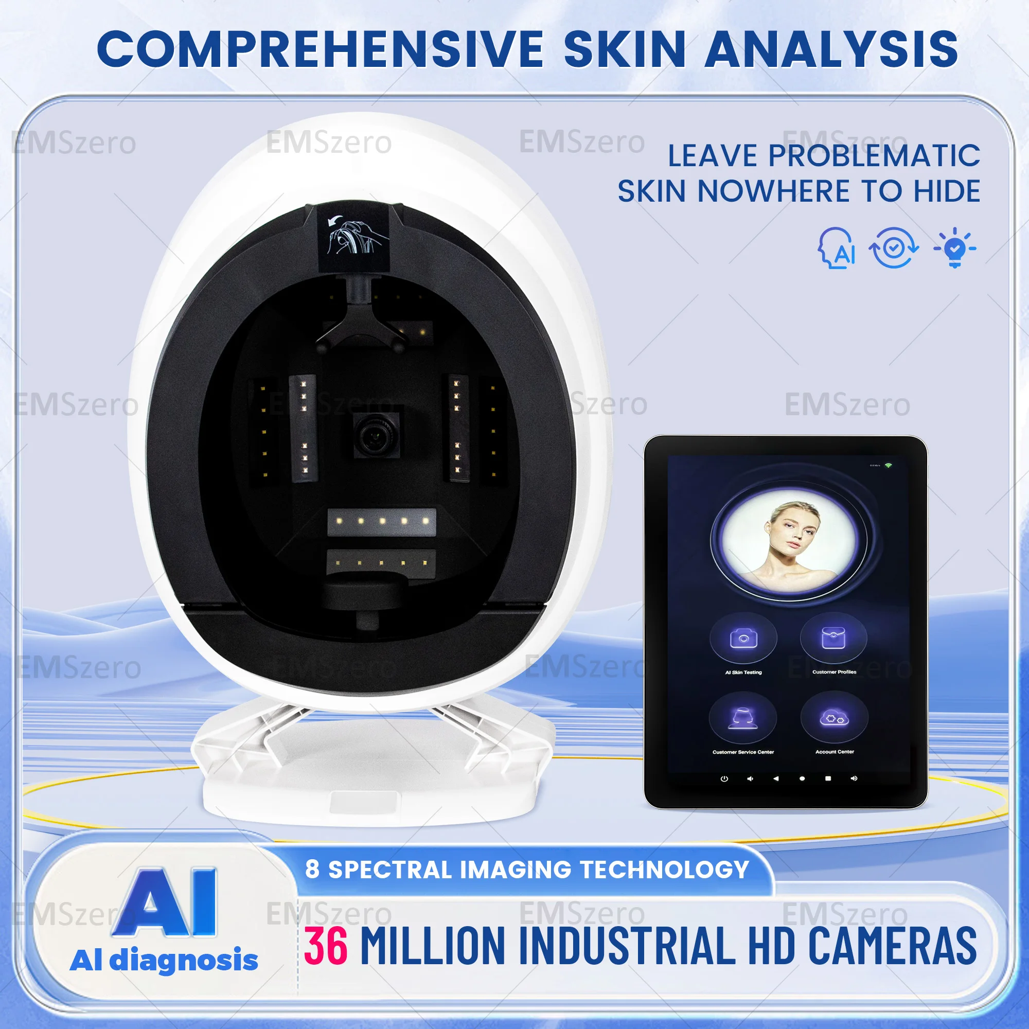 AISIA Q1 3D AI analyseur de peau du visage détecteur de haute qualité analyse faciale profonde 3d analyse numérique de test de peau analyseur machine