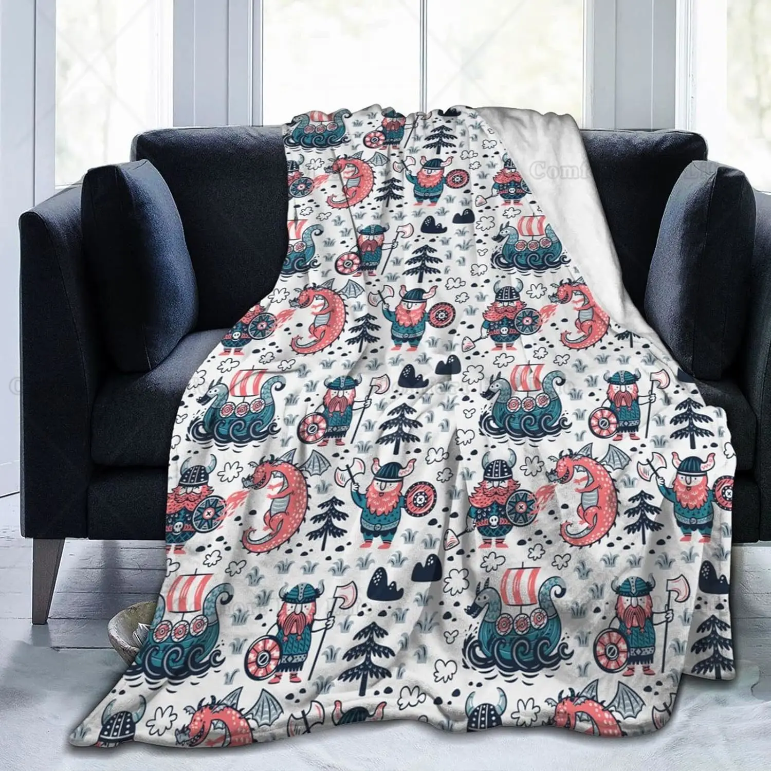 

Mantaiyuan Flannel Fleece Throw Blankets Cartoon Vikings Dragon Blanket for Bed Sofa Super Soft Cozy Throws 80X60 Inches