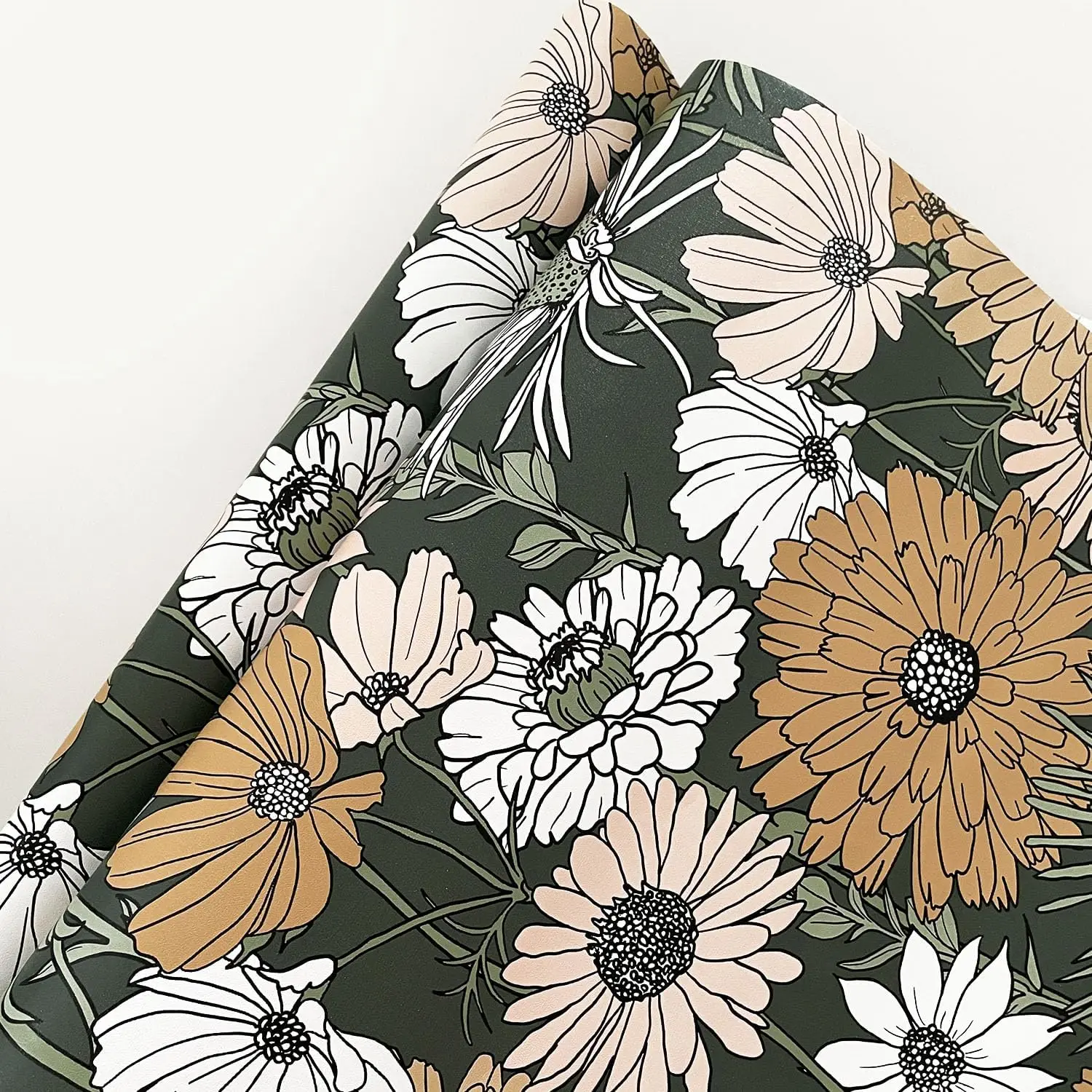 verde vintage margarida mural decor retro 05