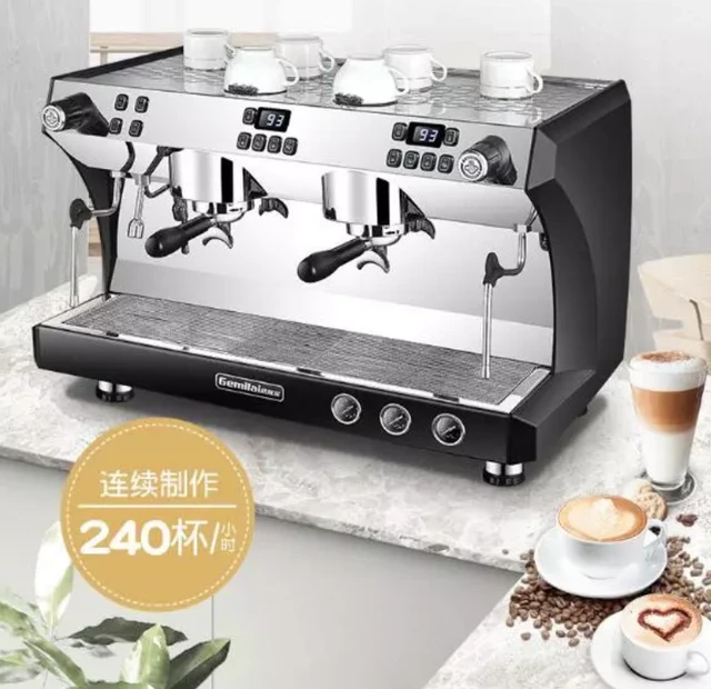 Cafetera profesional americana, máquina de café eléctrica semiautomática  italiana, 2 grupos - AliExpress