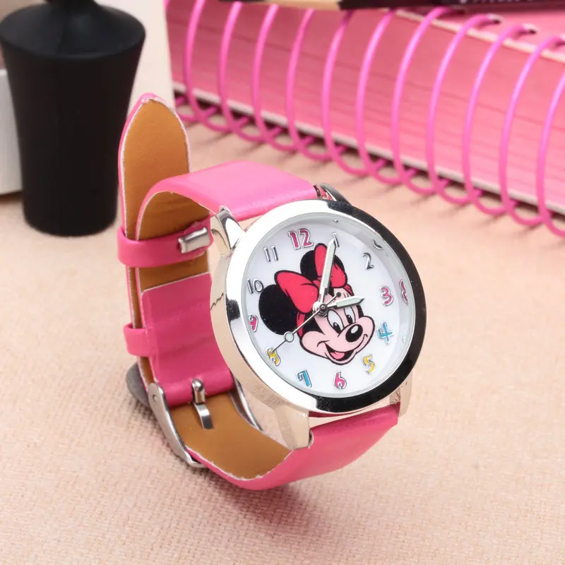 Disney mickey minnie children's nézni fiúknak lányok Mered Világító Digitális Kvarc Megmozdulás hajcsat Övcsat szíj Gúnyrajz gyerekeknek watches