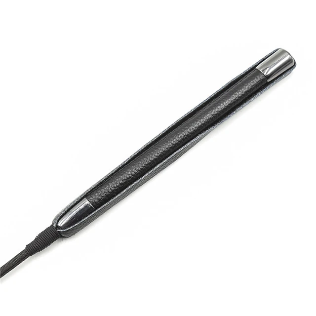 Genuine Leather Long Straight Whip, Riding Crop Flogger, Black Leather Handle Paddle, Slapper Horse Training, 55cm 5