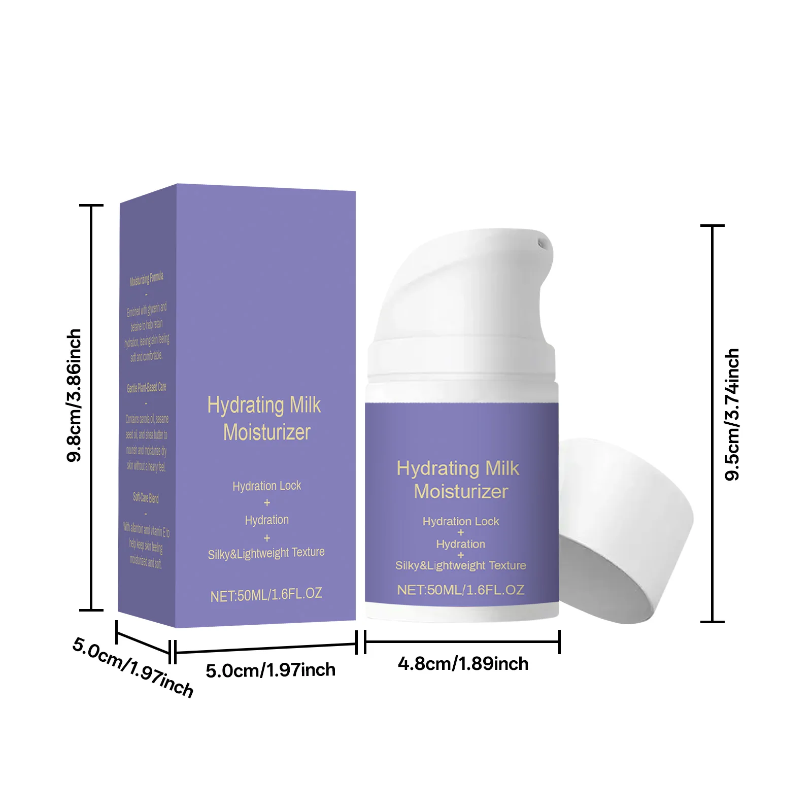 Hydrating Milk Moisturizer 50ml for All Skin Types Lightweight Non-Greasy Daily Face Balm with Shea Butter and Glycerin