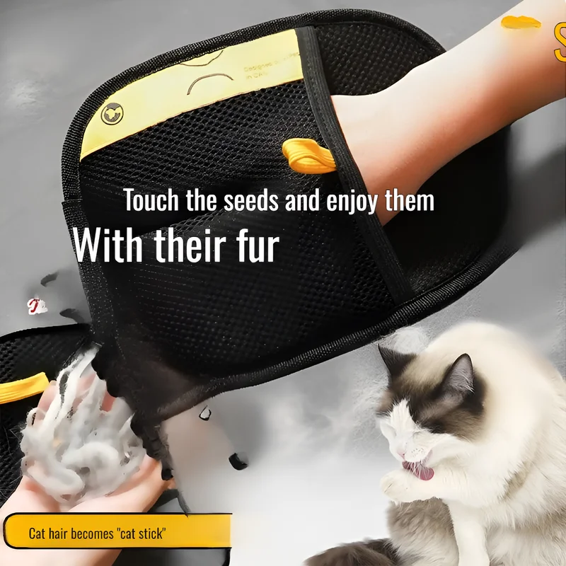 Pet Static Hair Removal Gloves Pet Hair Removal Gloves Dual Brush Static-Free Cat Cleaning Tool Efficient Stripping M