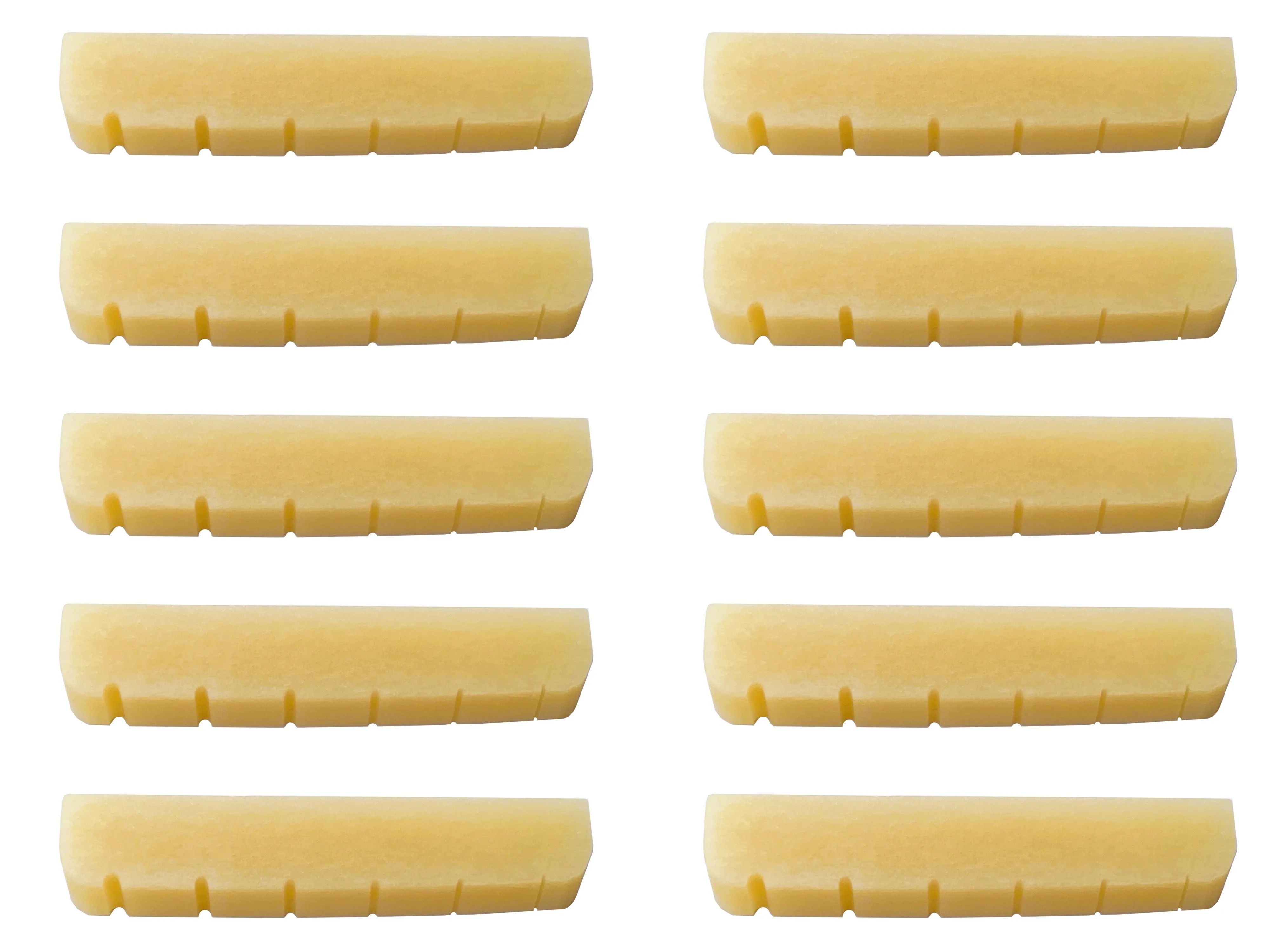 10X Dado Osseo Non Sbiancato Per Chitarra Gibson Les Paul Lp 43X6X8.5Mm Sella Bridge Luthier 1 11/16 "X15/64" X5/16"