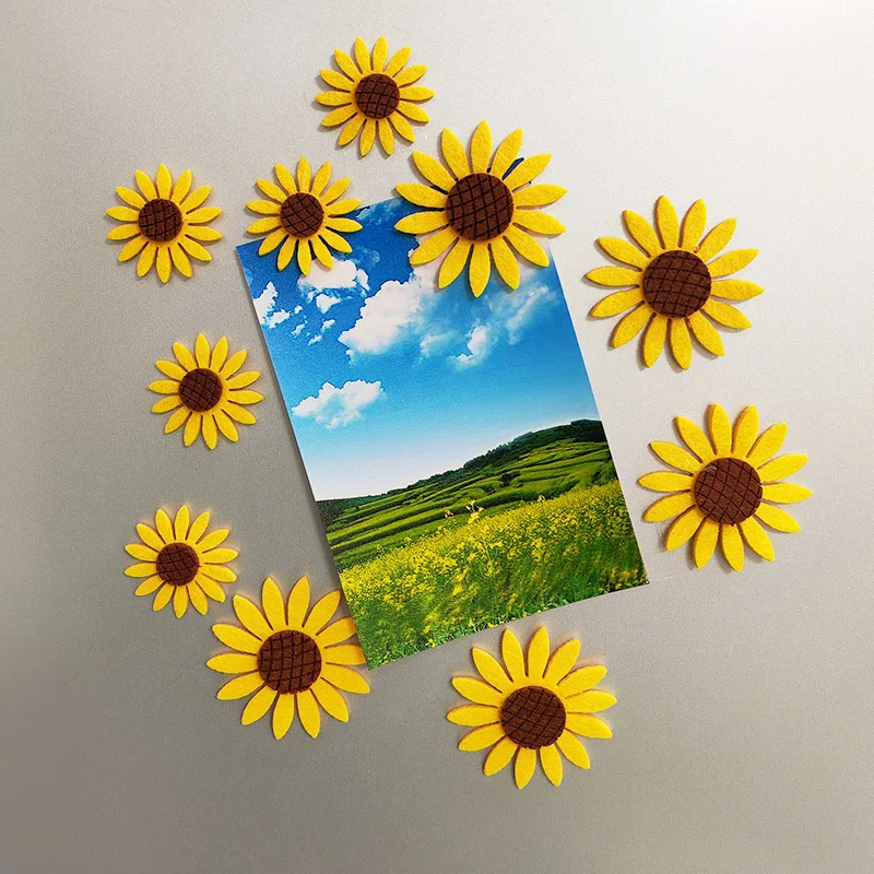 Magnetic Fridge Magnets Magnetic Fridge Stickers 5pcs Sunflower Design Fridge Magnets Refrigerator Home Decoration Arts DIY Kitchen Accessory Floral Magnetic Stickers