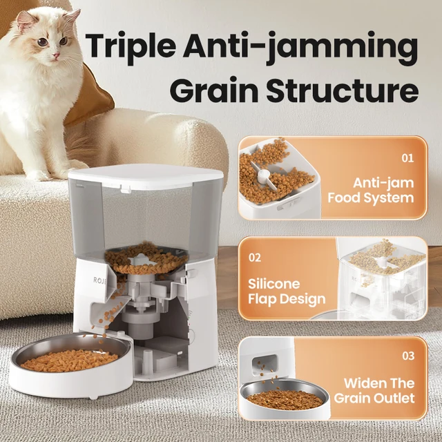 S64735445952b4c7b8e6e055209b3c8d9X.jpg ROJECO Dog Feeder Automatic Smart Pet Food Dispenser for Pets Dog Kibble Dispenser With WIFI Remote Control Dog Feeding Supplies
