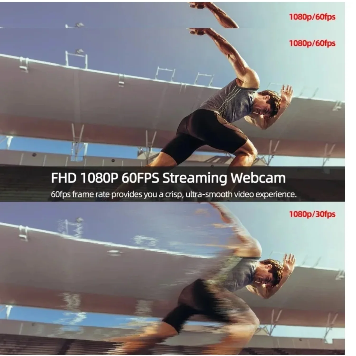 He-AUSDOM AF660 FHD 1080P 60FPS 웹캠 자동 초점 75 도 스트림 캠, 조절식 라이트 프리 삼각대 포함, 라이브 스트리밍용