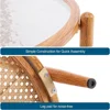 25.6" Rattan Coffee Table, Round Water-Wave Glass Metal Center Table  Modern Coffee Table 6
