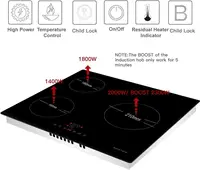 Индукционная варочная панель NOXTON с 3 конфорками, 60 см, встроенная индукционная варочная панель, электрическая варочная панель с сенсорным управлением, таймером, предохранительным замком, 5200 Вт, wi — изображение 2