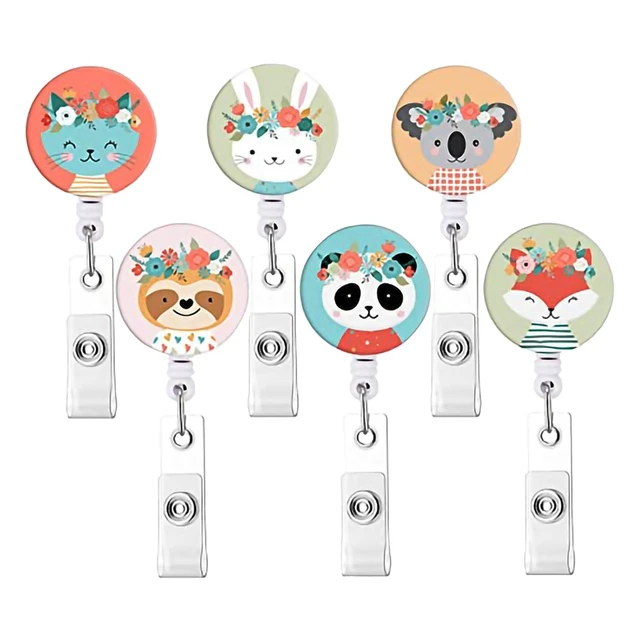 6 Pcs Animal Badge Reels Retractable Badge Holder With Alligator Clip Nurse Cute  Badge Clip For ID Card Holders - AliExpress