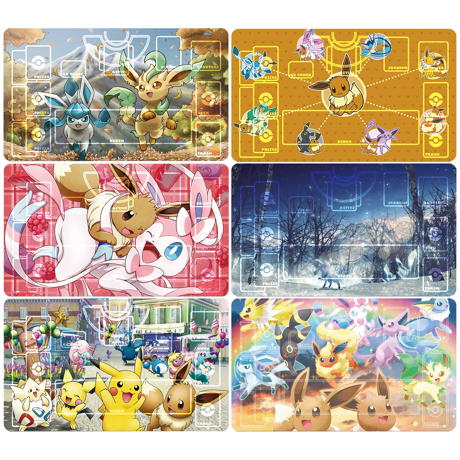 

Diy 60*35*0,2 см PTCG Покемон специальный боевой игровой коврик для карт Eeveelution Flareon Umbreon сильвеон подарок игрушка игра Аниме Настольный коврик