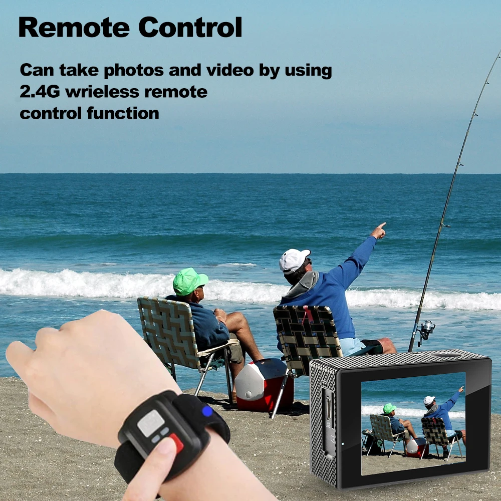 Action Camera Ultra HD 4K30FPS WiFi 2.0'' 170D Waterproof Helmet Video Recording Cameras Sports Bicycle Vlog With Remote Control 3