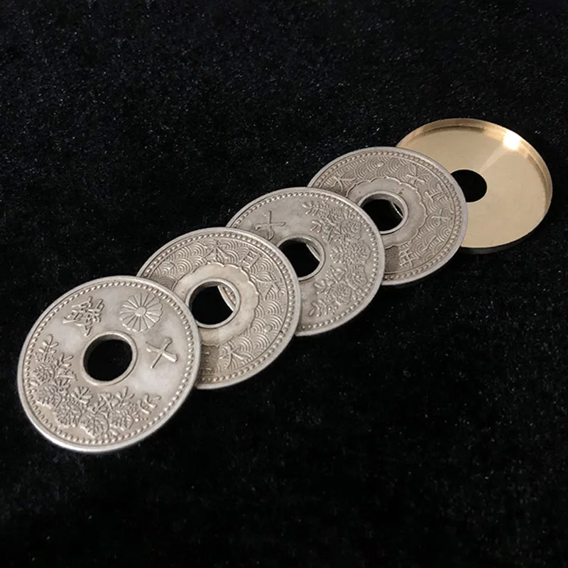 

Japanese Ancient Coin Set (4 Coins 1 Shell) by Oliver Magic Tricks Close Up Illusion Gimmicks Mentalism Prop Coin Vanish Magia