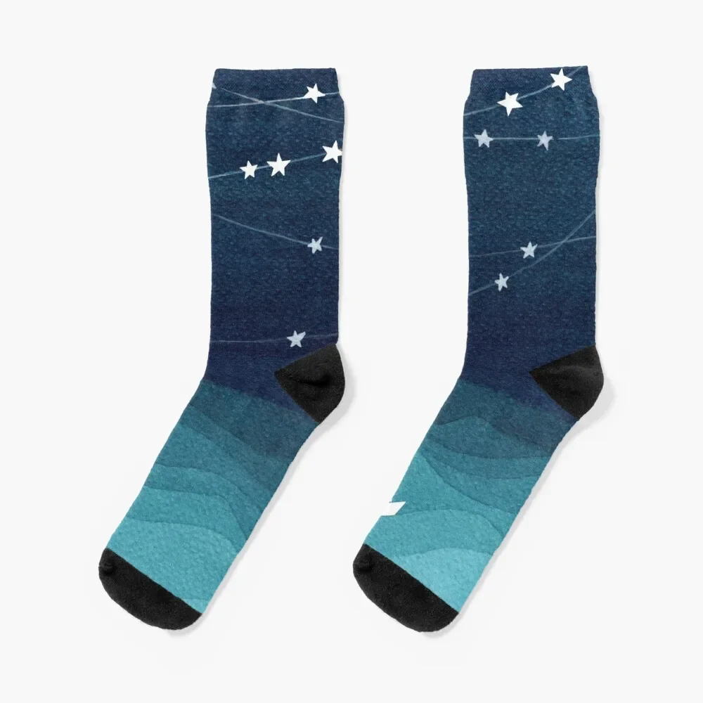 

Garland of stars, teal ocean Socks Crossfit Lots Boy Socks Women's