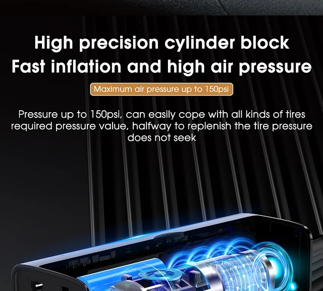 Auto Luftkompressor aufblasbare Pumpe mit LED-Lampe für Motorrad Fahrrad  Auto Reifen Inflator akkulose elektrische Luftpumpe