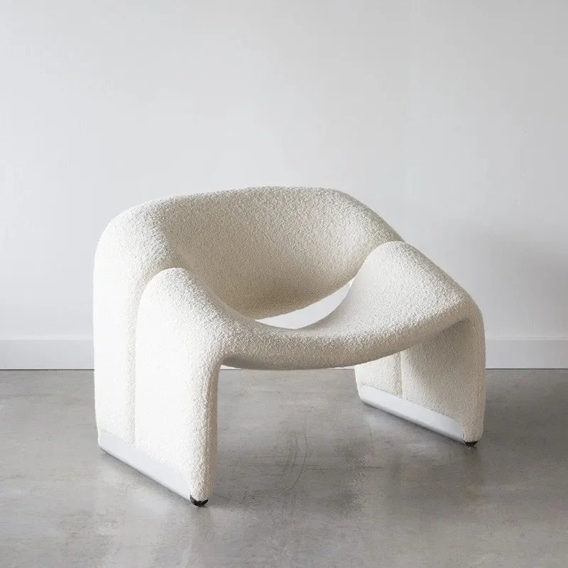 Nordic Leisure Home Single Person Sofa Light Luxury Lamb Plush Sofa Living Room Balcony Simple and Creative Lazy Sofa Chair