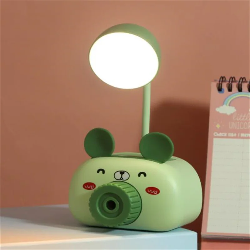 Newest!!! Cartoon USB Rechargeable Lamps Storage Box Night Light LED Pencil Sharpener Small Table Lamp