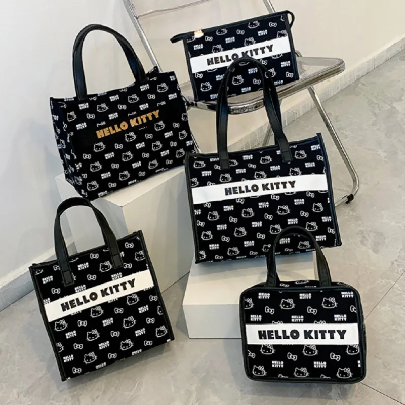 

Cartoon Pu Hand Cosmetic Bag Genuine Sanrios Anime Hello Kittys Y2K Cute Toiletry Shopping Commuter Tote Business Shoulder Bag