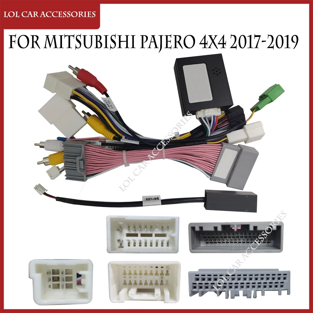 

Автомобильный аудиоплеер для Mitsubishi Pajero 4X4 2017-2019, кабель питания Android, панель, рамка приборной панели, жгут проводов с коробкой Canbus
