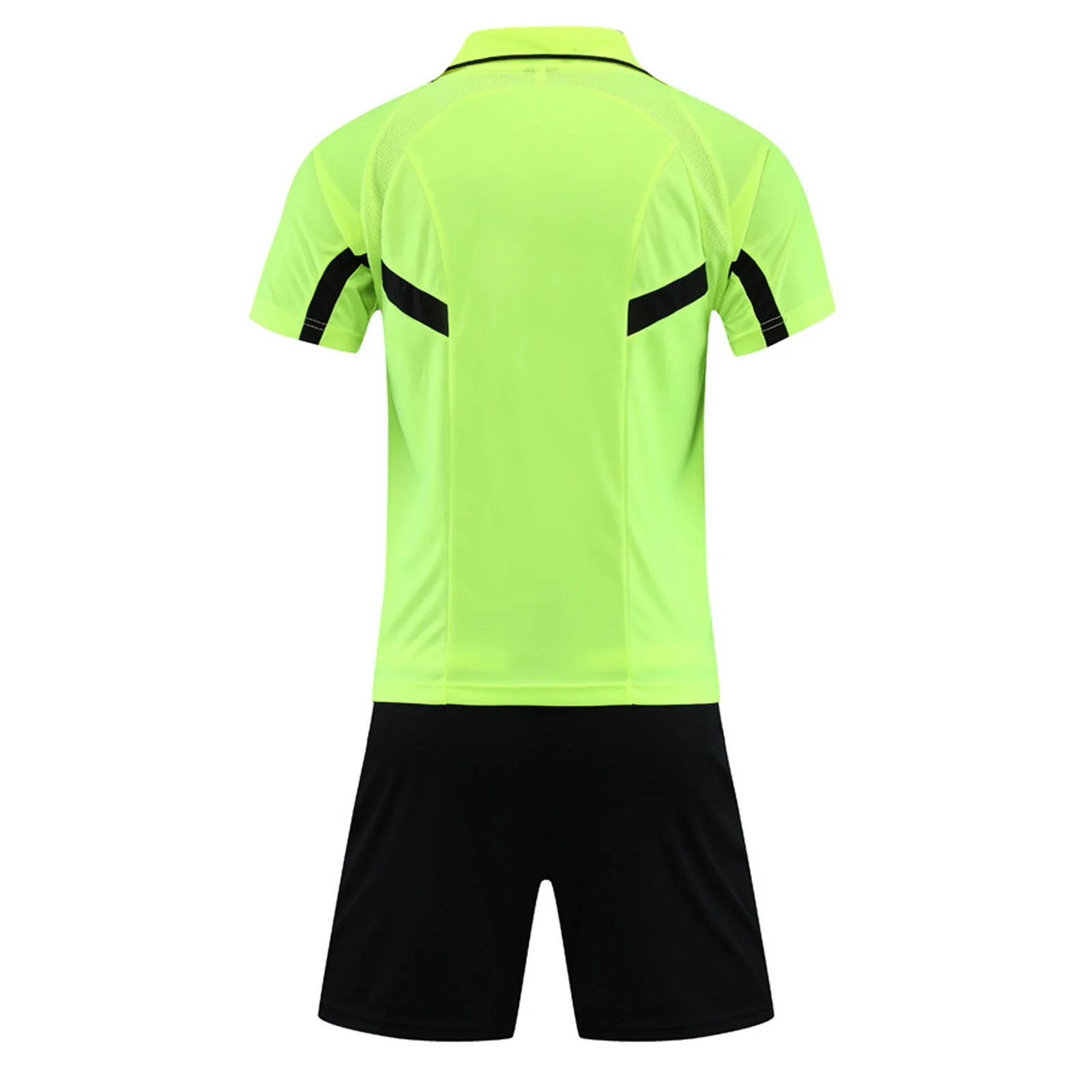 Men's Soccer Referee Uniform - Tracksuit with Turn-Down Collar and Short Sleeve T-Shirt & Shorts
