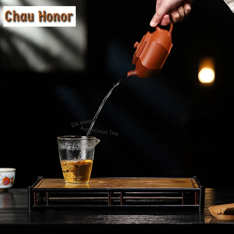 280ml Elegant Yixing Purple Clay Teapots Handmade Hexagonal Pot Raw Ore Downhill Mud Kettle Zisha Tea Set Tea Ceremony Gifts