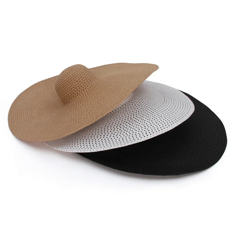 Summer Large Wide Brim Foldable Sun Hats for Women Oversized Sun Shade Hat Travel Straw Hat Lady UV Protection Beach