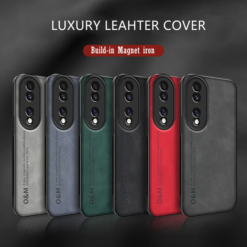 Elegant Suede Leather Shockproof Phone Case with Built-in Magnet