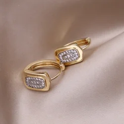 Elegant Two - Tone Zircon Ball Earrings - Chic Korean Fashion Jewelry (ROSE GOLD COLOR)