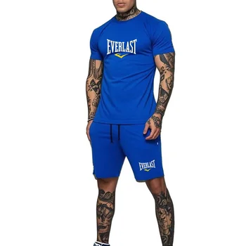 T-shirt sportiva fitness Set da 2 pezzi Everlast Tshirt Pantaloncini Abbigliamento sportivo T-shirt da uomo Pantaloni corti Escursionismo Ciclismo Arrampicata PALESTRA Jersey