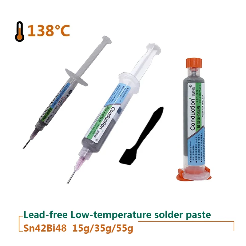 Needle-tube Type Lead-free Low Temperature Solder Paste Sn42Bi58 Melting Point 138℃ Patch smd Repair Welding Tin Solder Paste