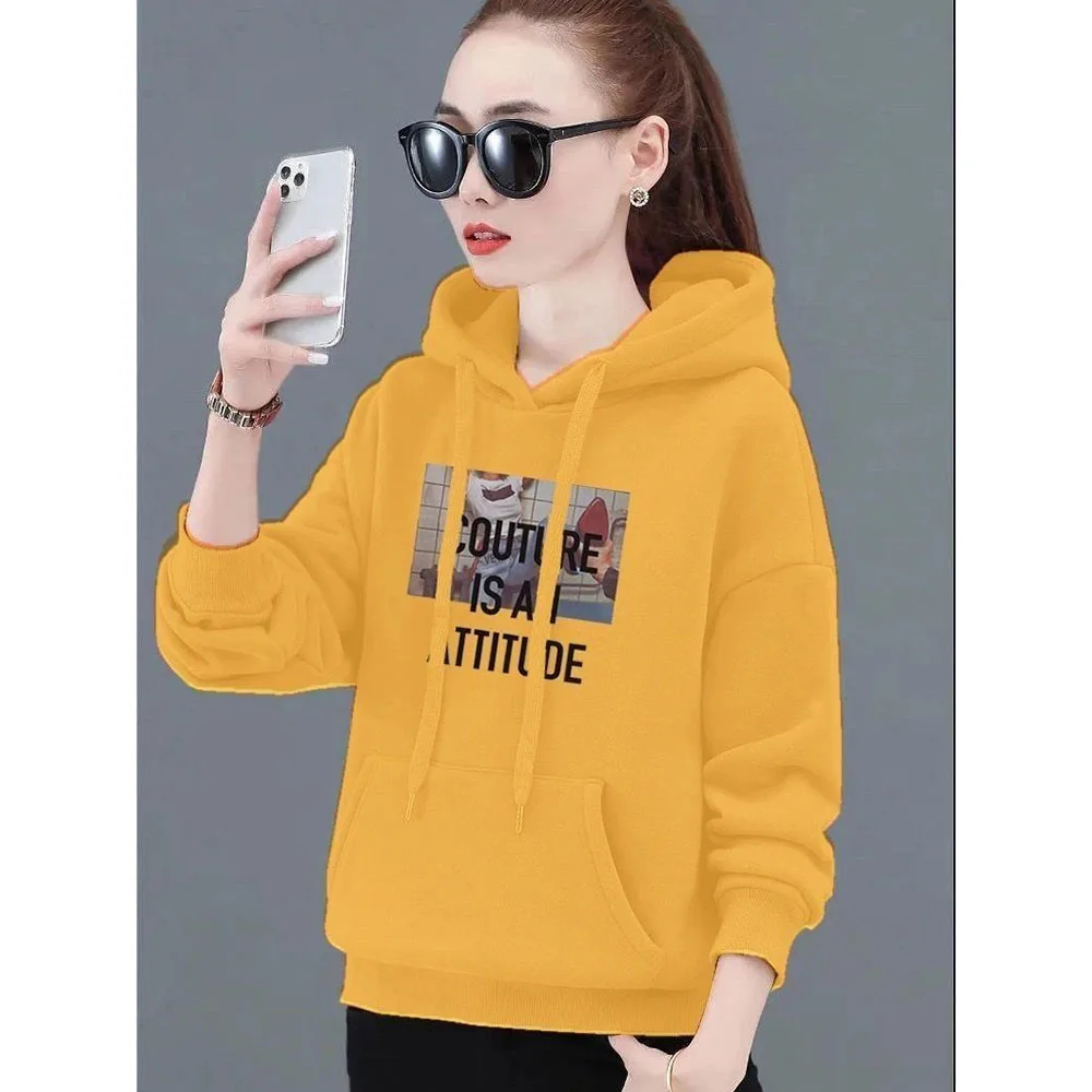 2024 Spring Autumn NEW Casual Printed Hooded Sweatshirt Women Korean Loose Fleece Hoodies Tops Female Student Pullover Shirts