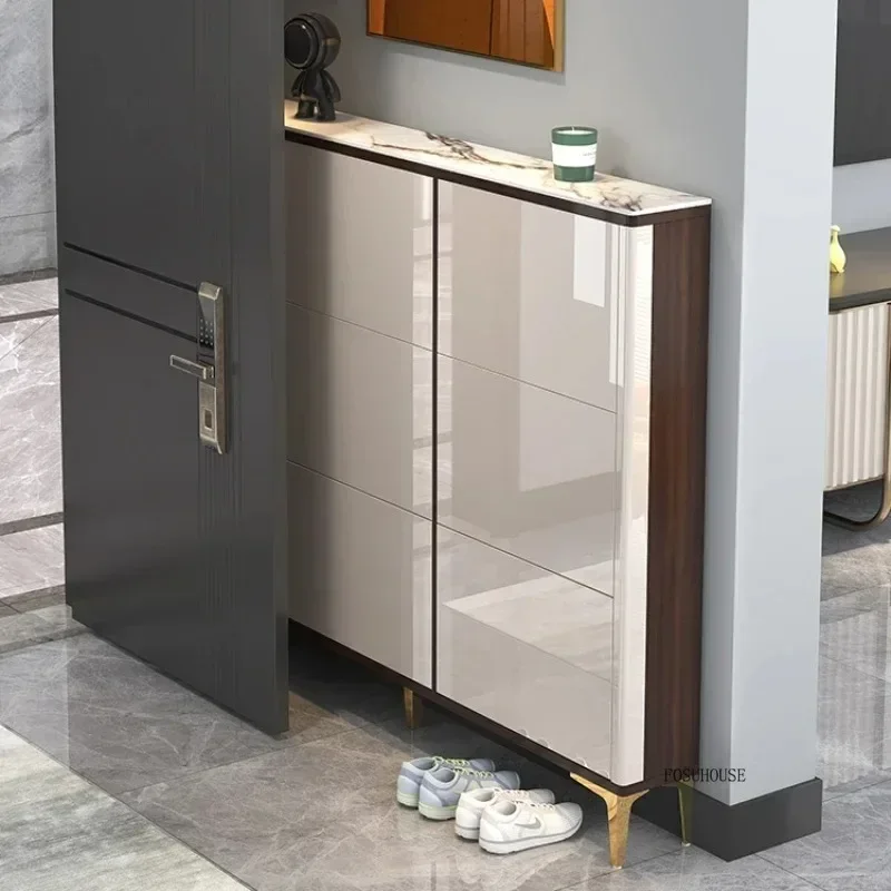 Shoe Rack with Folding Shoe Changing Stool Luxury Home Furniture Storage Entrance Ultra-thin Hallway Shoe Cabinets Shelf g