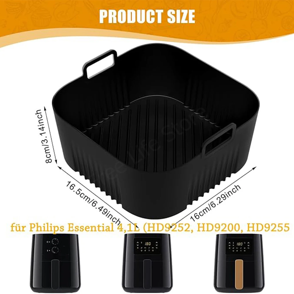 Silicone Air Fryer Liners for Philips HD9252 HD9200 HD9255 Reusable Baking Tray Non-Stick Easy Clean Up Air Fryer Accessories Air Fryer Liners Air Fryer Accessories