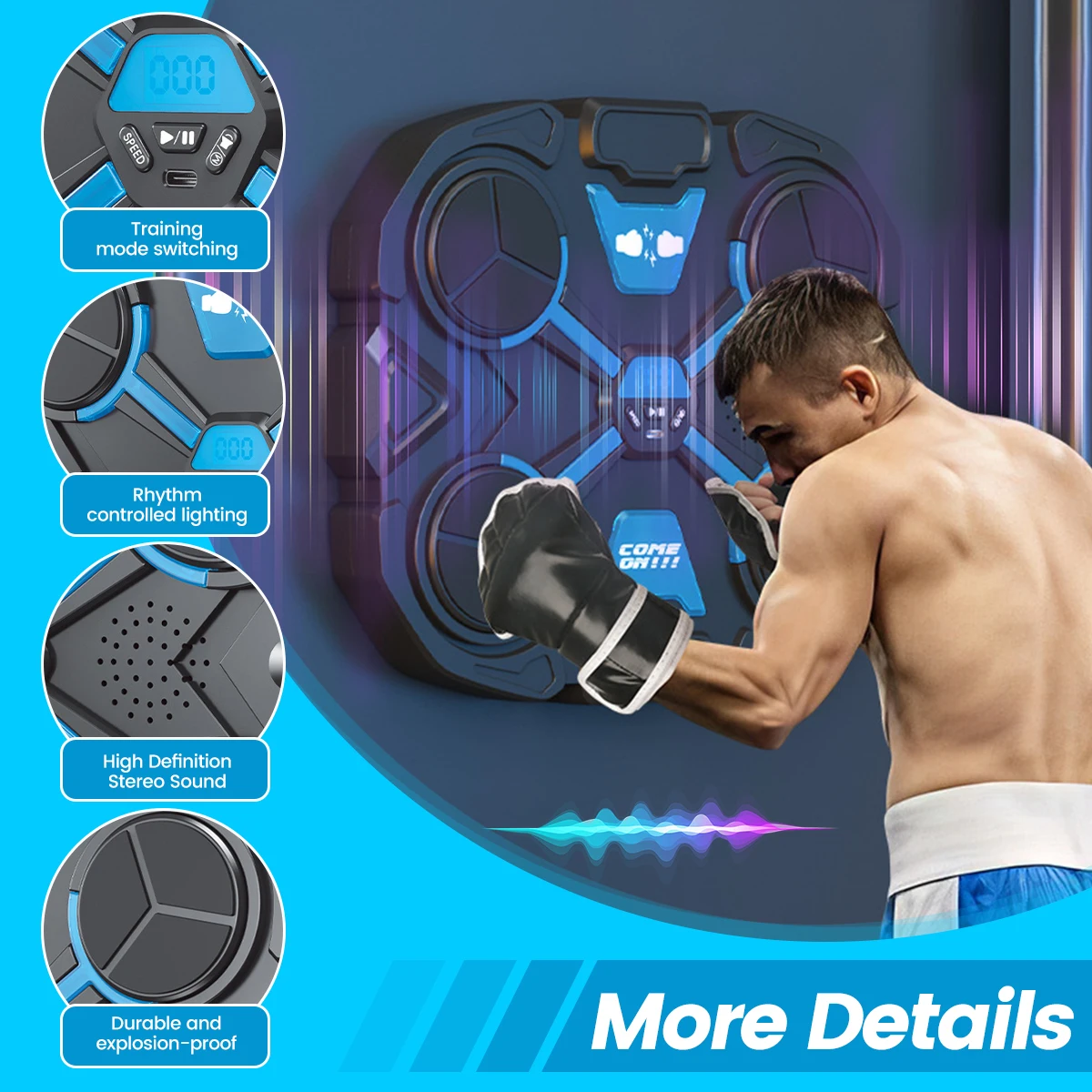 New Music Boxing Machine Smart Bluetooth Wall Mounted Music Boxing Trainer Gym Home Electronic Boxing Target Punching Equipment 6