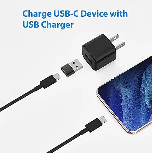 USB Type-C Female to USB-A Male Adapter OTG Data Converter for Smartphones Fast Charging Compatible