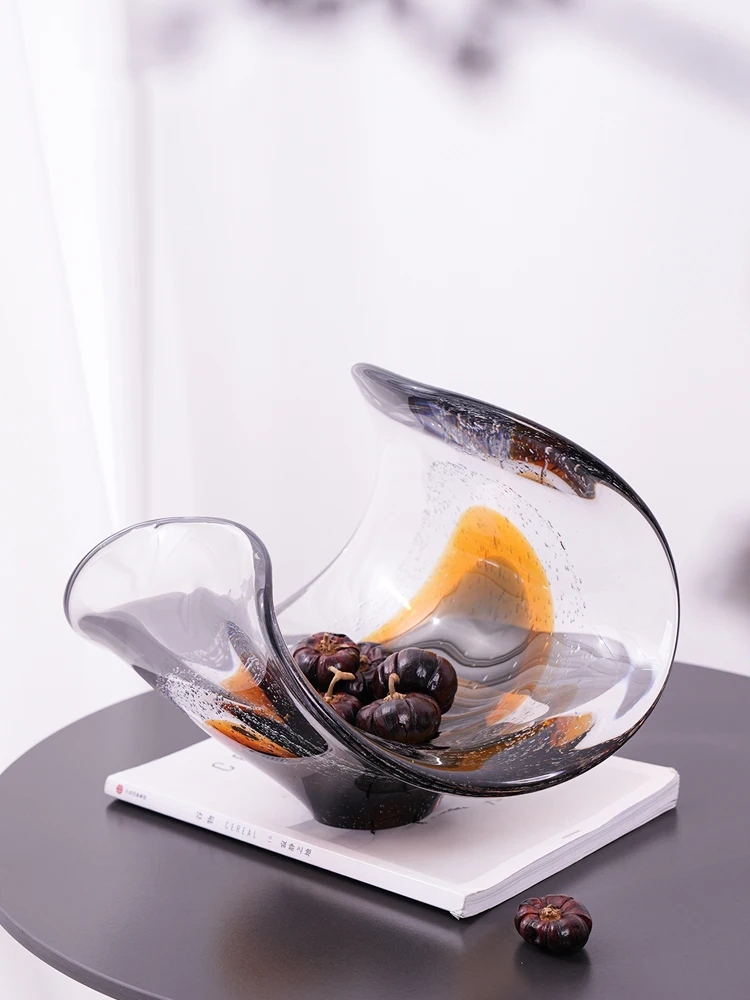 Italian Art Sea Wave Shaped Glass Fruit Plate Living Room Coffee Table Dining Room House Ornaments Storage Bowl Tray 2