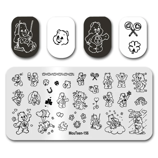 MouTeenACHBig Size Bear Disney Line Art Scalp Nail Plates Set, Stamp