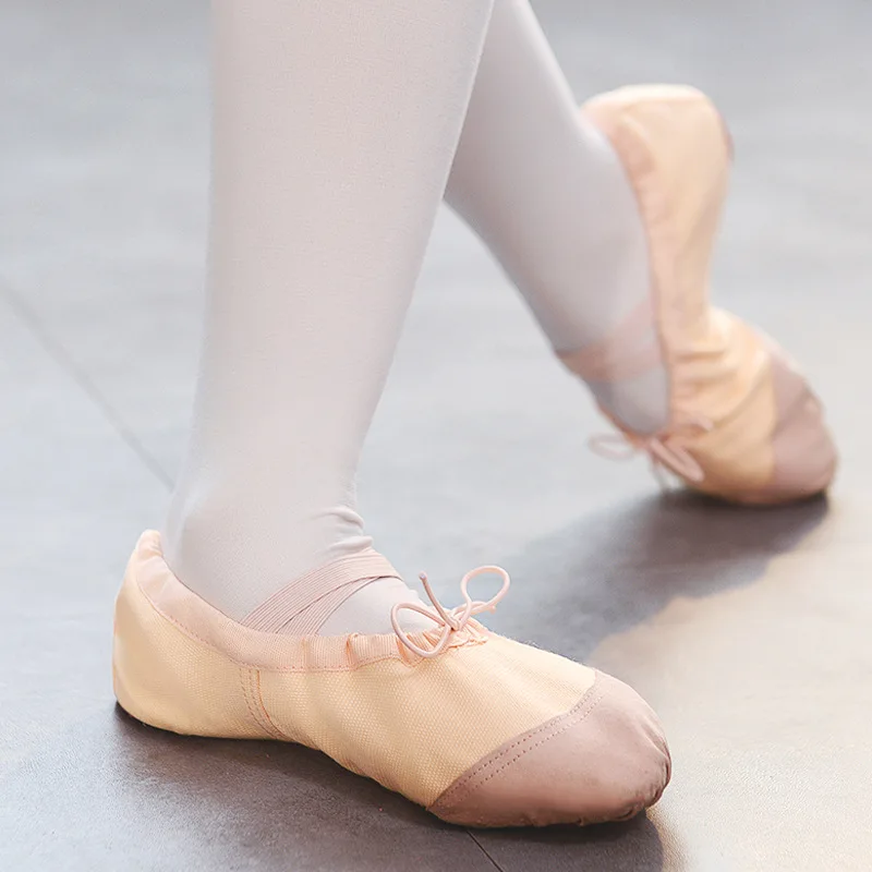 USHINE Yoga Gym Flat Slippers White Pink White Black Canvas Ballet Dance Shoes For Girls Children Women Teacher Ballerina 6