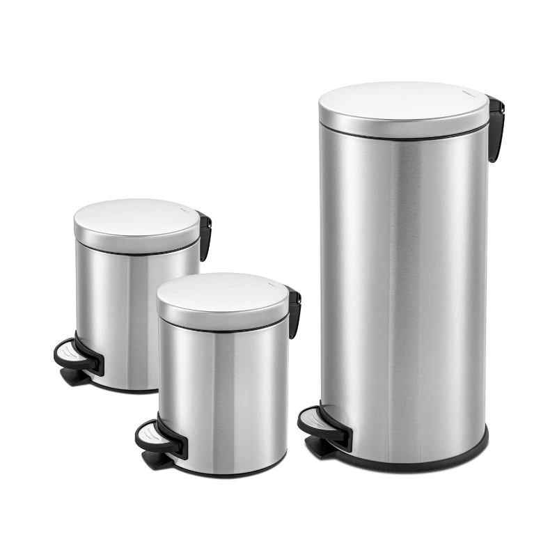 

gal + Two 1.3 gal Bathroom and Kitchen Trash Cans Round Step Can Combo