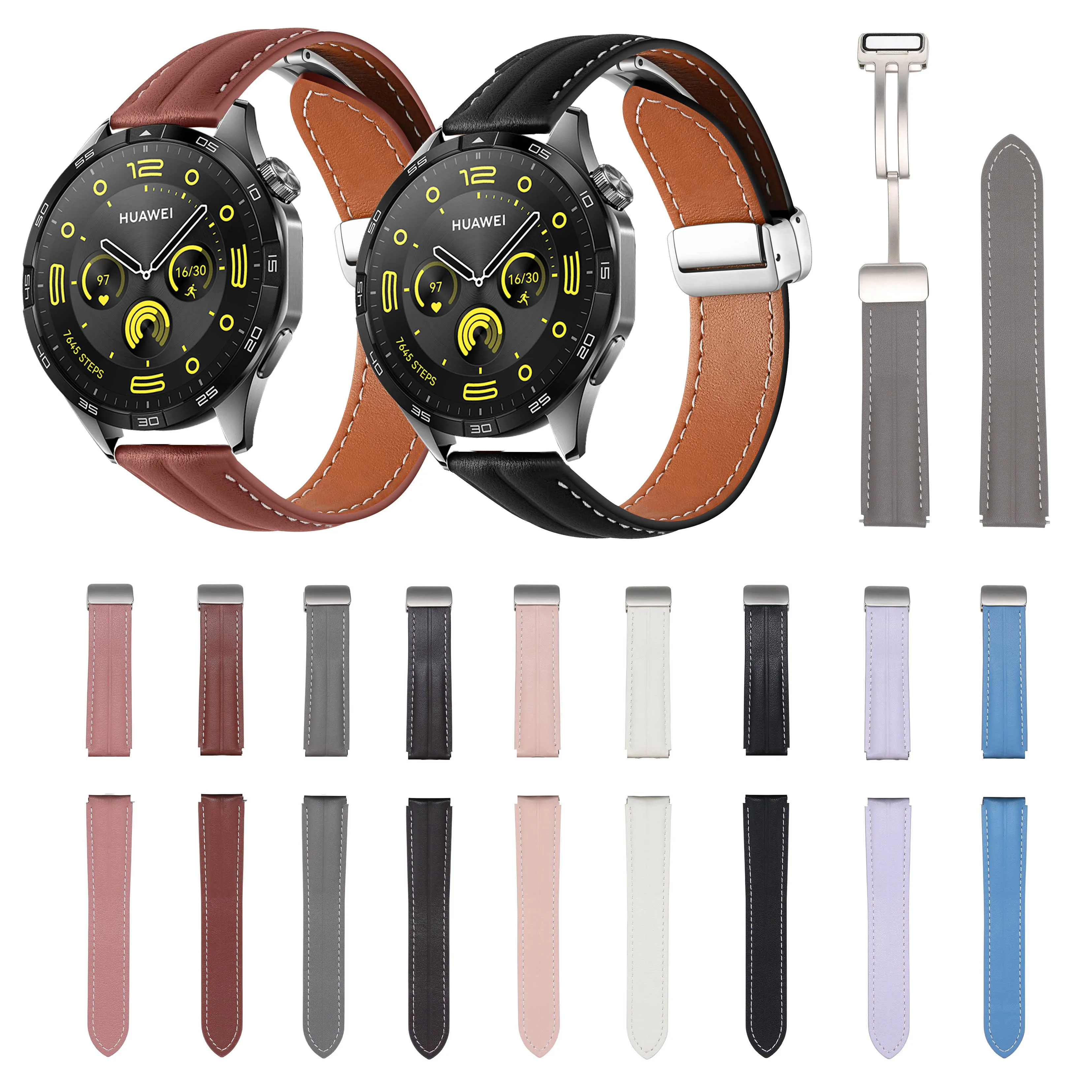 

20mm 22mm Magnetic Buckle Leather Strap For Huawei Watch GT3 GT4 SE GT2 GT2e Watch4 Watch3 Pro GT 2 3 4 2e 4 Watch Band Bracelet