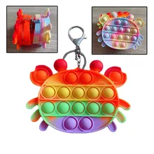 

Rainbow Crab Bubble Coin Purse Silicone Fidget Toy Bag Bag Sensory Stress Relief Simple Dimple Mini Storage Bags For Children
