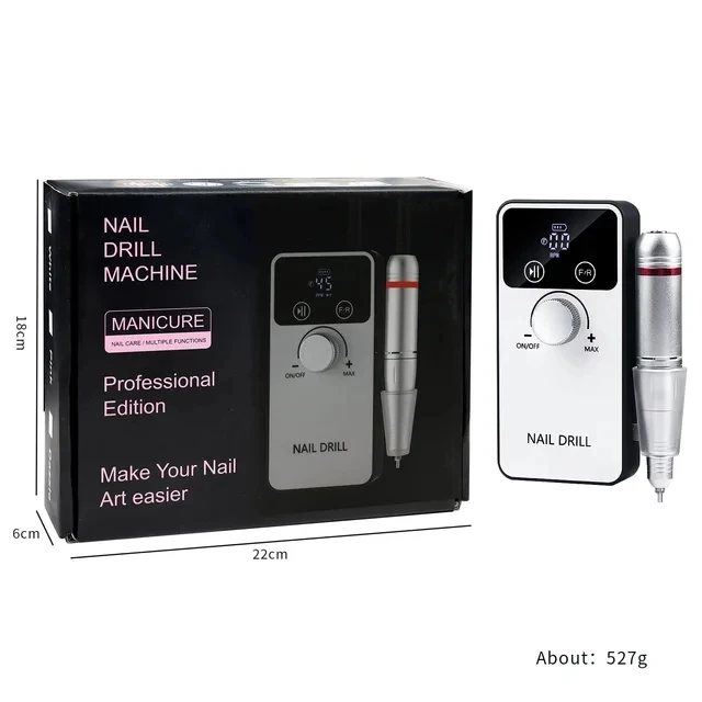 45000RPM Rechargeable Nail Drill Machine For Acrylic Gel Professional Cordless Nail File With LCD Display Nail Accessories Set 2