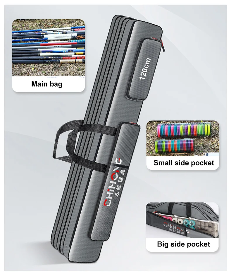 Description Picture 4 of itemMultifunctional Belly Fishing Rod Bag Waterproof 2/3 Layer 70CM-130CM Fishing Gear Storage Bag Large Capacity Tackle Bag XA86G