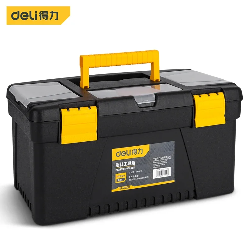 Deli 17 Inch 2 Layers Multiple Styles Tool Box Multifunction Hand Tools Storage Case Portable Household Tools Organizer Boxes 6