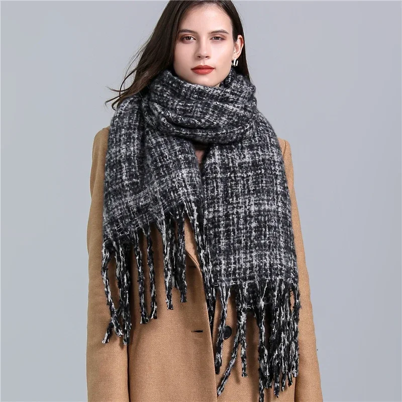 

2022 New Warm Cashmere Scarf Women Shawl Thick Blanket Lady Print Designer Pashmina Headscarf Poncho Bufanda Female Echarpe