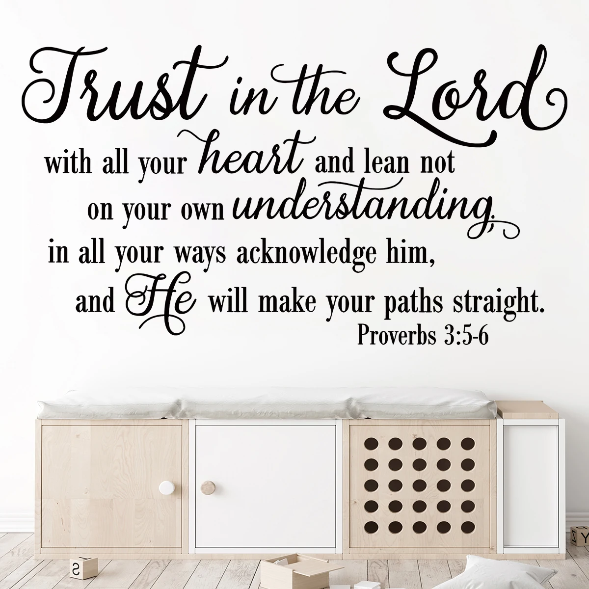 Scripture“Trust in the Lord With All Your Heart”Art Wall Stickers for Kids Room Bedroom Nursery Home Decoration Wall Decal