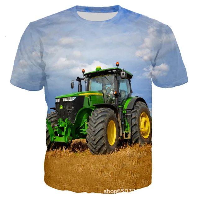 Summer Funny Farm Tractor Pattern 3D Print Men's T-shirts Casual Short Sleeve Oversized Pullover Fashion Streetwear Men Clothing 1