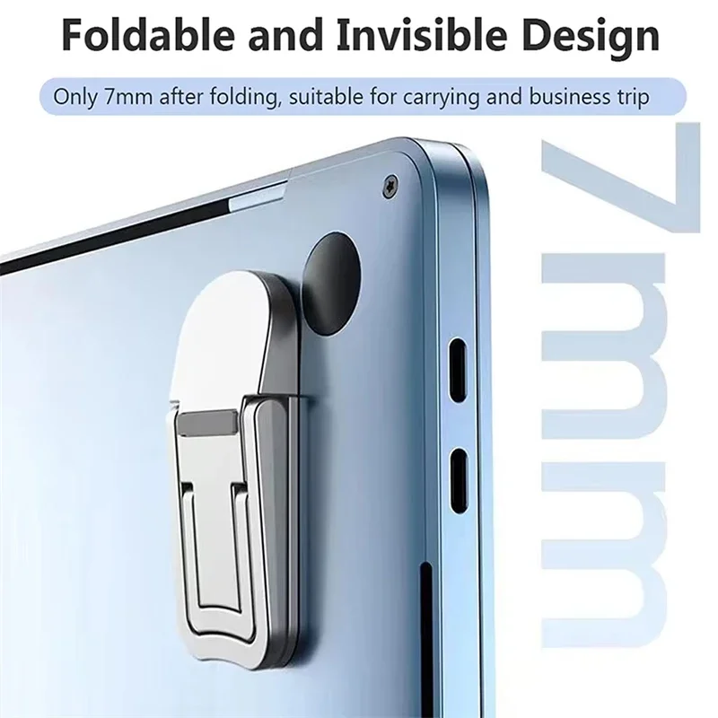 2PCS 미니 접이식 노트북 스탠드 2개의 조절 가능한 각도가 있는 휴대용 컴퓨터 키보드 라이저 자체 접착식 보이지 않는 노트북 스탠드