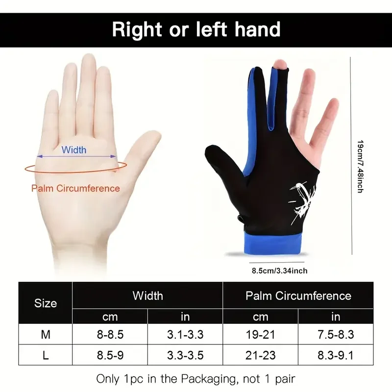 1 Pc Billiards Glove 3 Finger Pool Glove Elastic Billiards Breathable Match Glove for Men and Women Snooker Cue Sport Glove